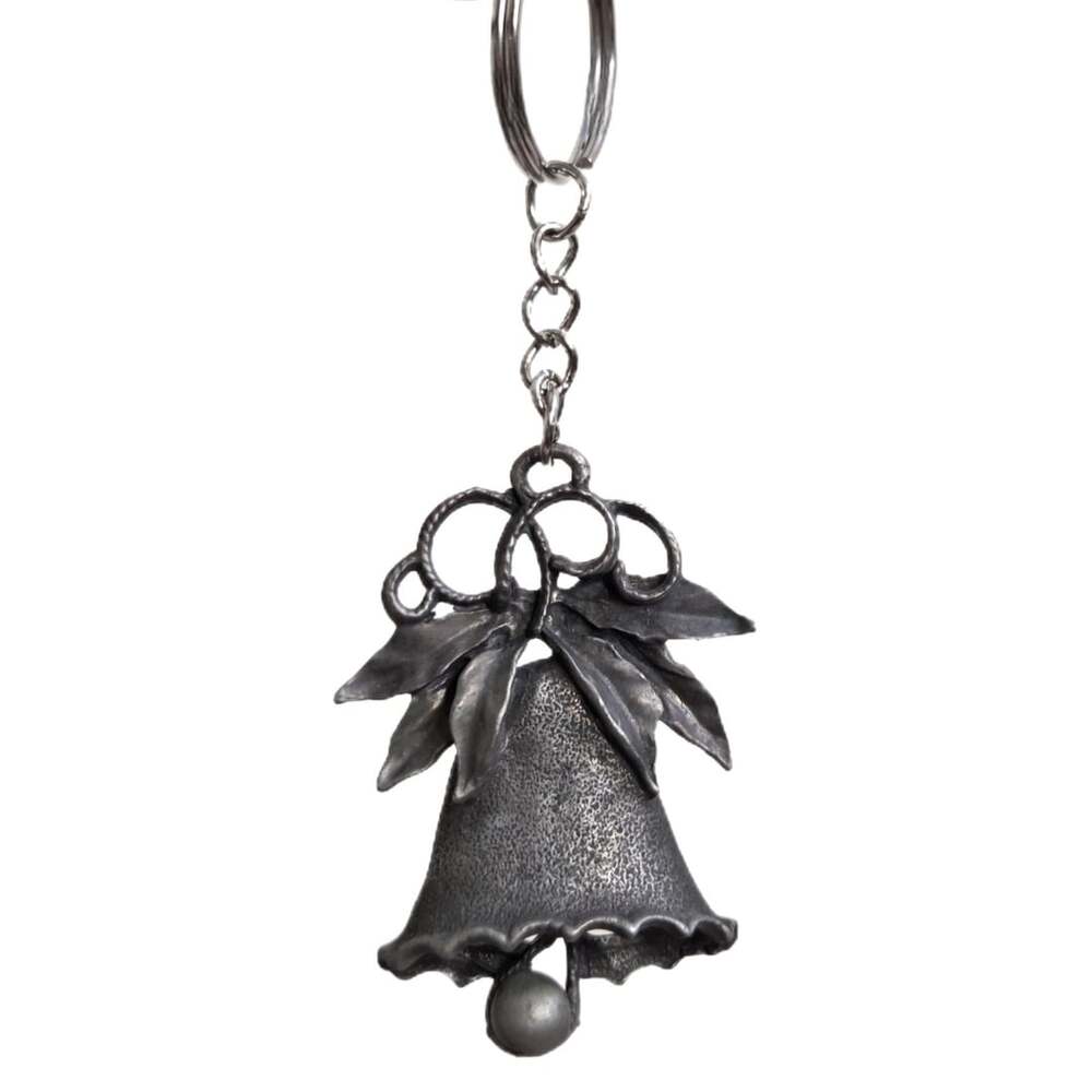 Guardian Bell Pewter Keychain with Holly and Bell Design